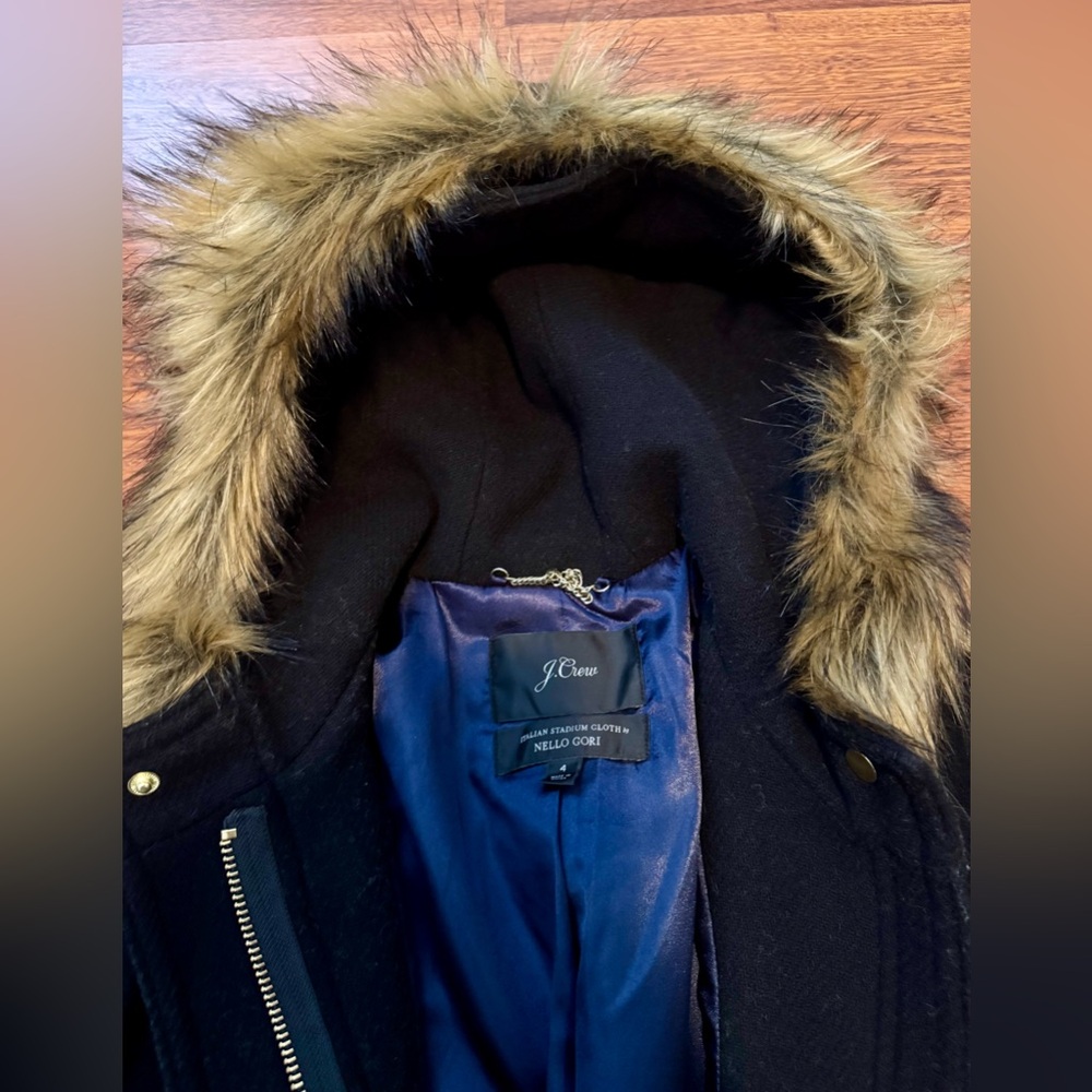 J. Crew | Chateau parka in Italian stadium-cloth wool | Black | EUC | Size 4 - Picture 6 of 7